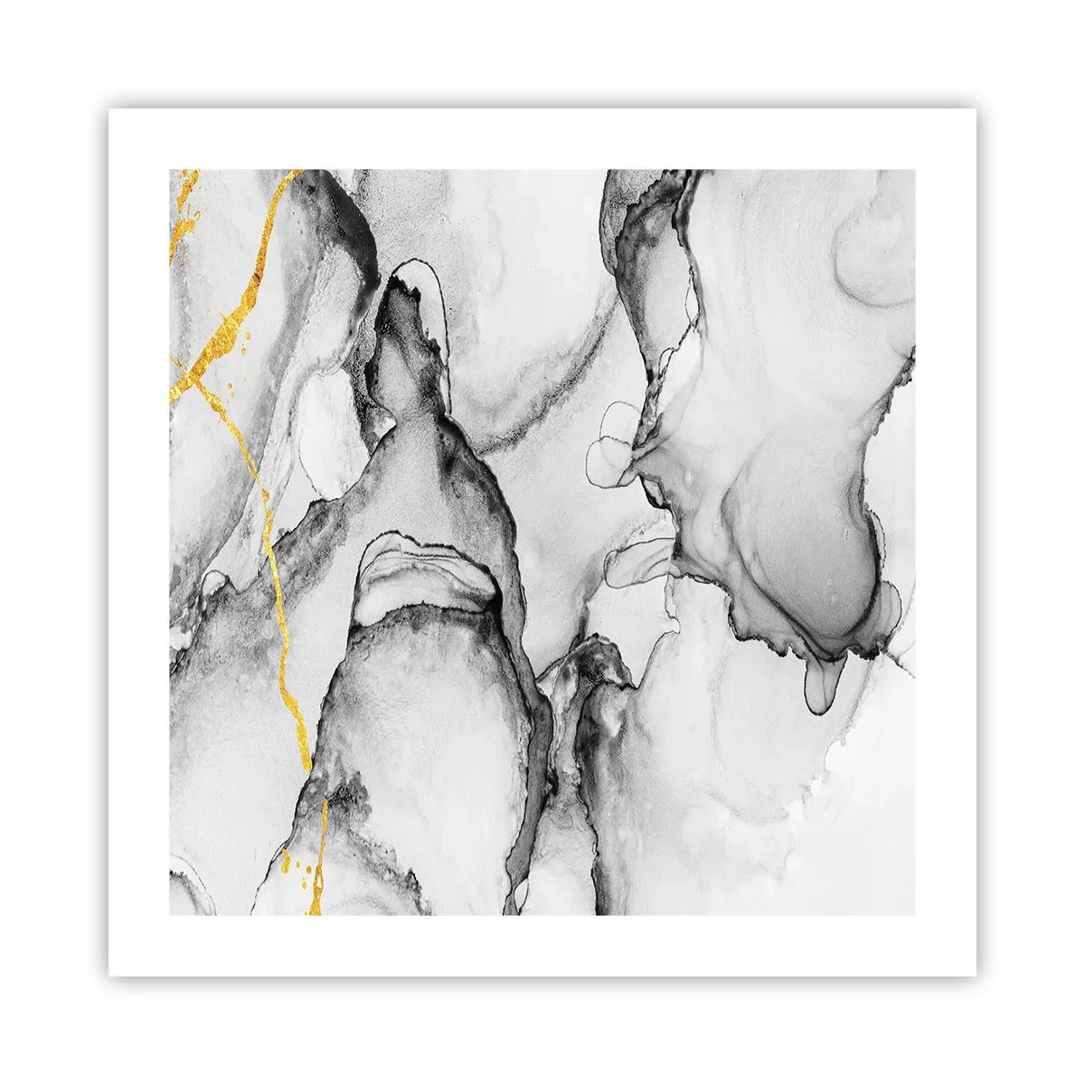 Affisch - Komposition med guldmotiv - 50x50 cm