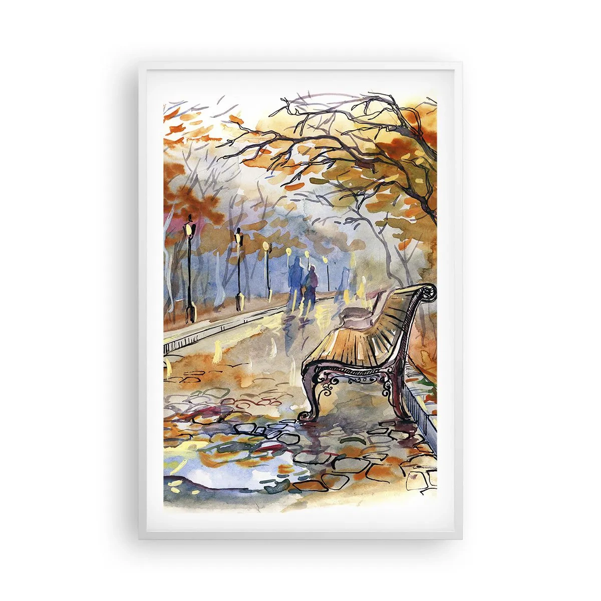 Affisch i vit ram - Vandra tillsammans mot hösten - 61x91 cm