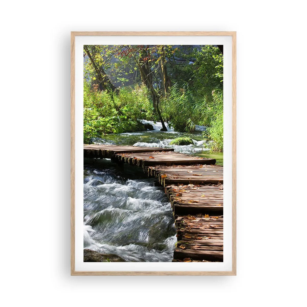 Affisch i ram av ljusek - Över skummande kaskad - 61x91 cm