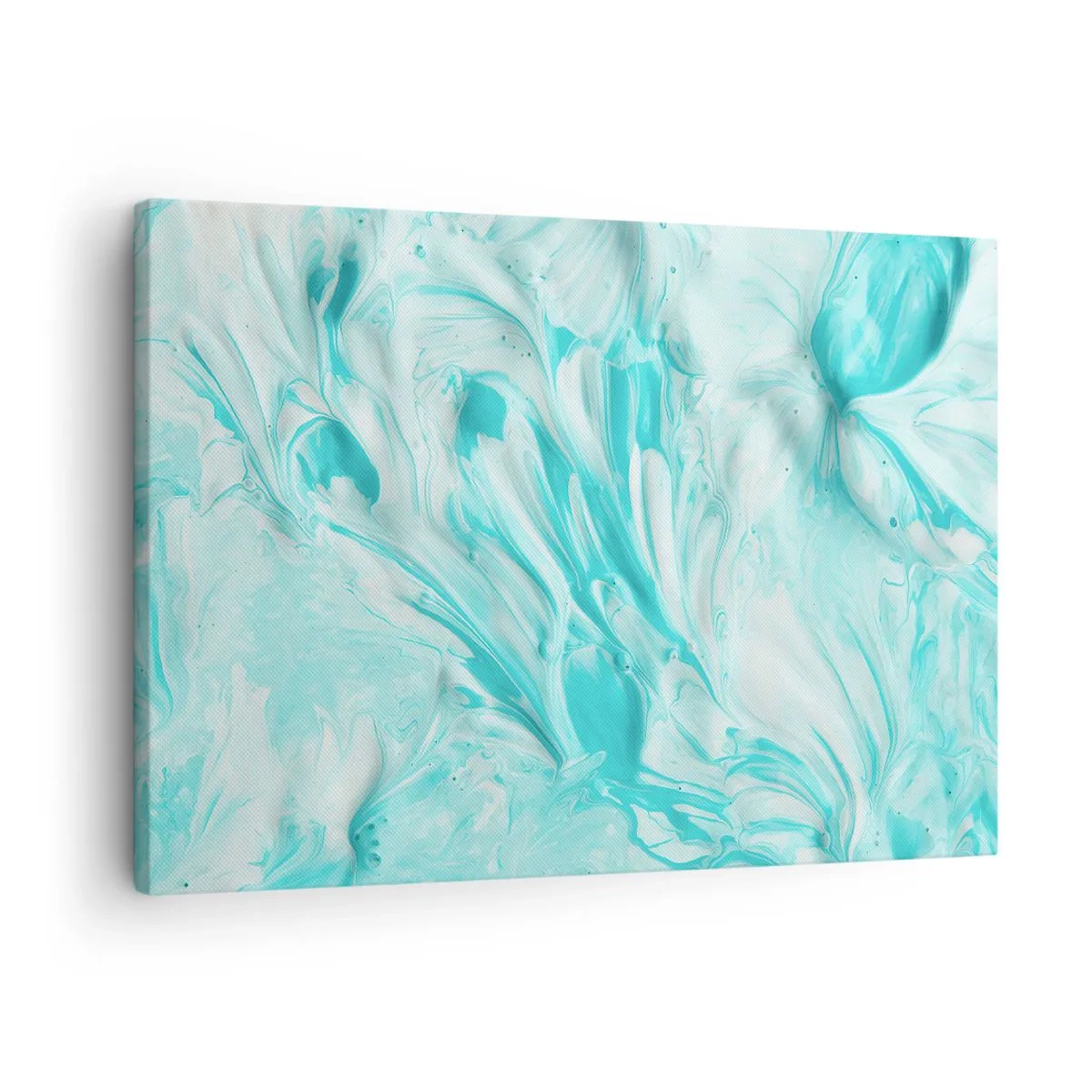 Canvastavla - Bild på duk - Ett abstrakt motiv i pastellfärger av blått och vitt. - 70x50cm - Alltid tillsammans - Modern väggdekoration för vardagsrum och sovrum ARTTOR
