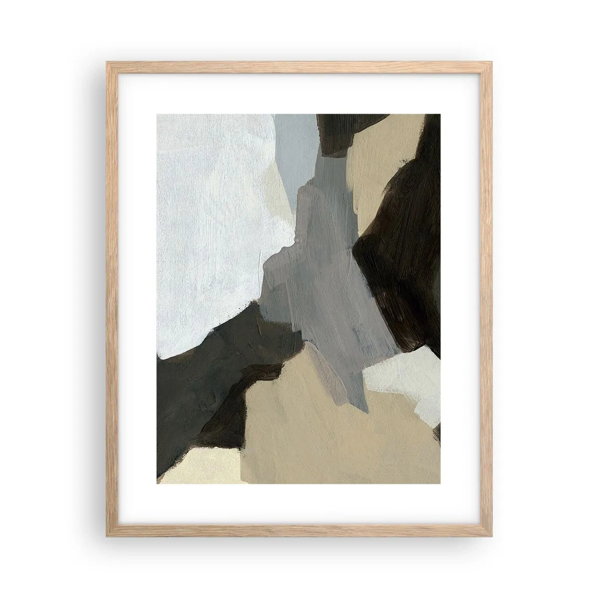 Affisch i ram av ljusek - Abstraktion: avgrening av det gråa - 40x50 cm