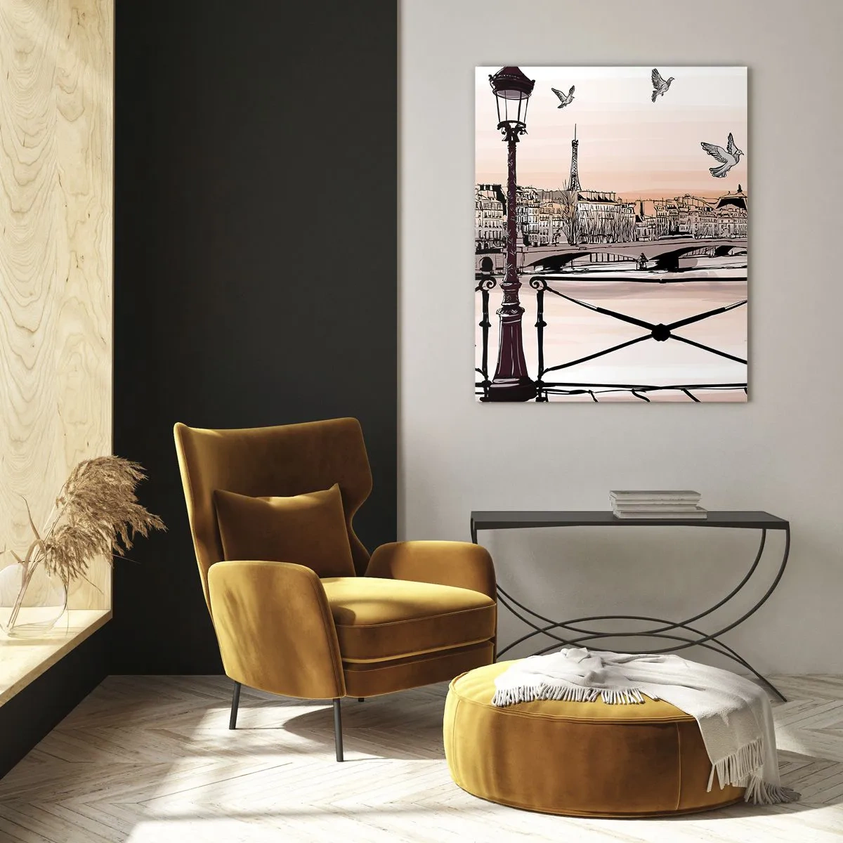 Glastavla - Bild på glas - Över Paris tak - 50x70 cm