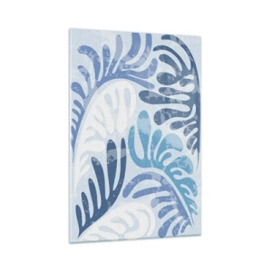Glastavla - Bild på glas - Blåa ormbunkar - 70x100 cm