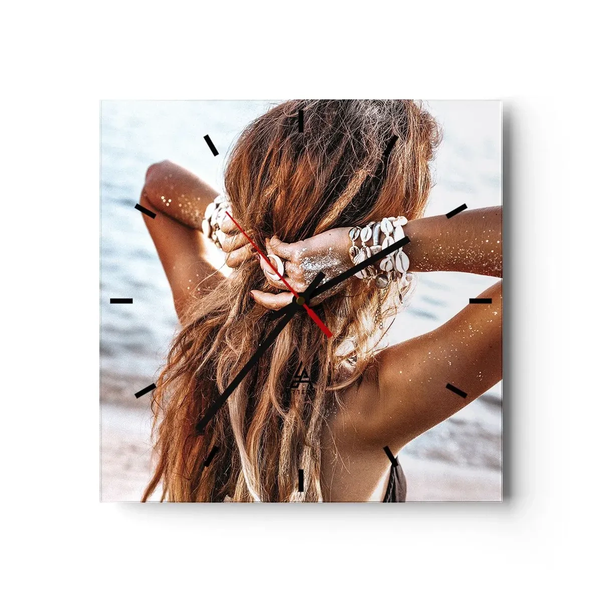 Väggklocka - Klocka på glas - Vattnets och solens syster - 40x40 cm