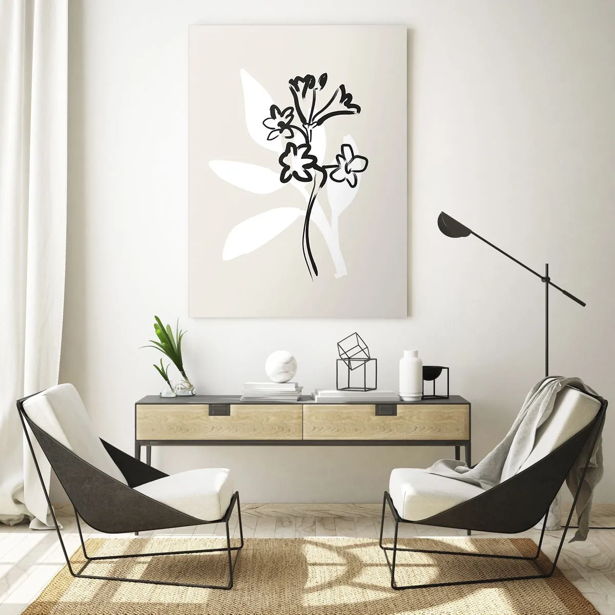 Glastavla - Bild på glas - Skiss till ett herbarium - 50x70 cm