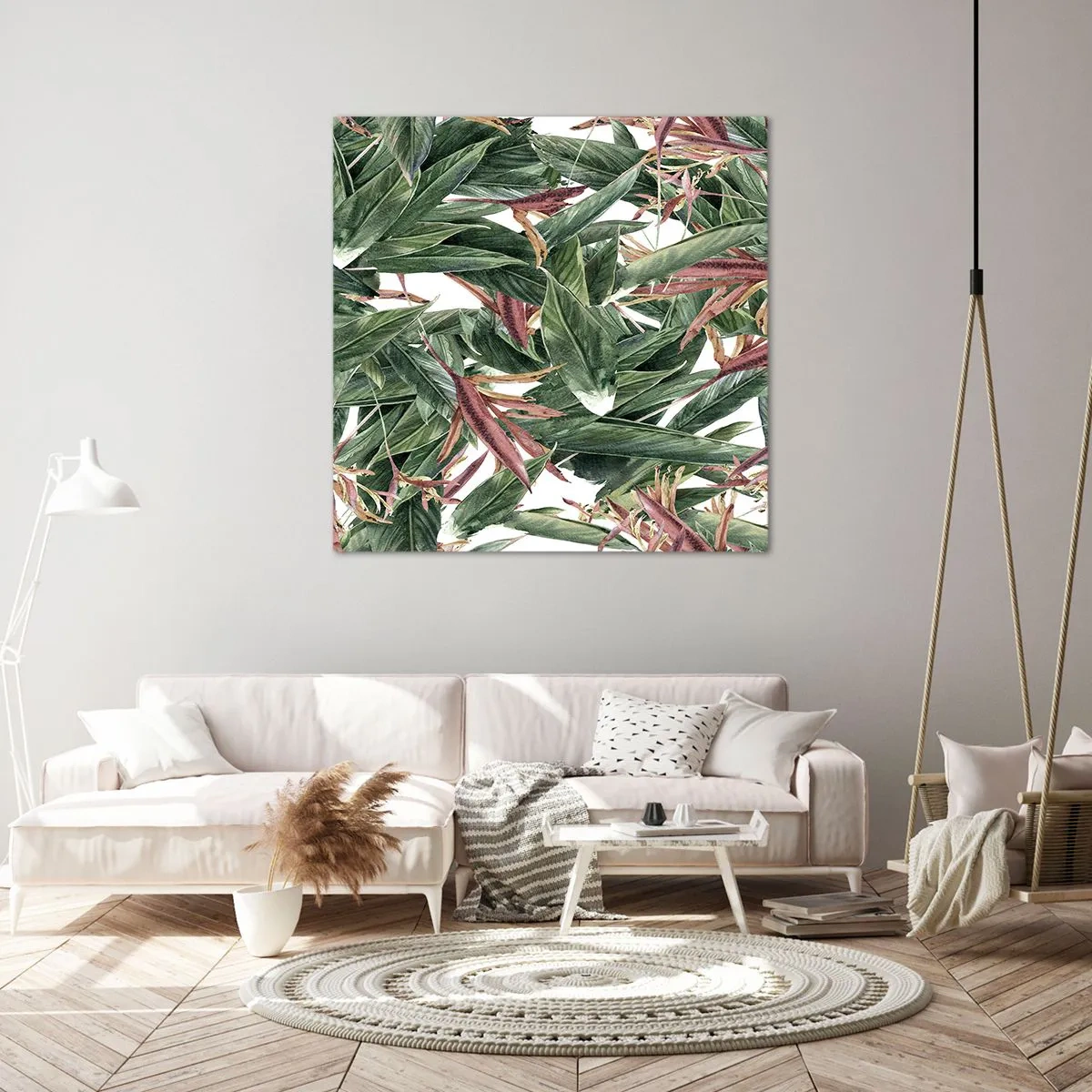 Canvastavla - Bild på duk - Smaragd-lila växter - 50x50 cm