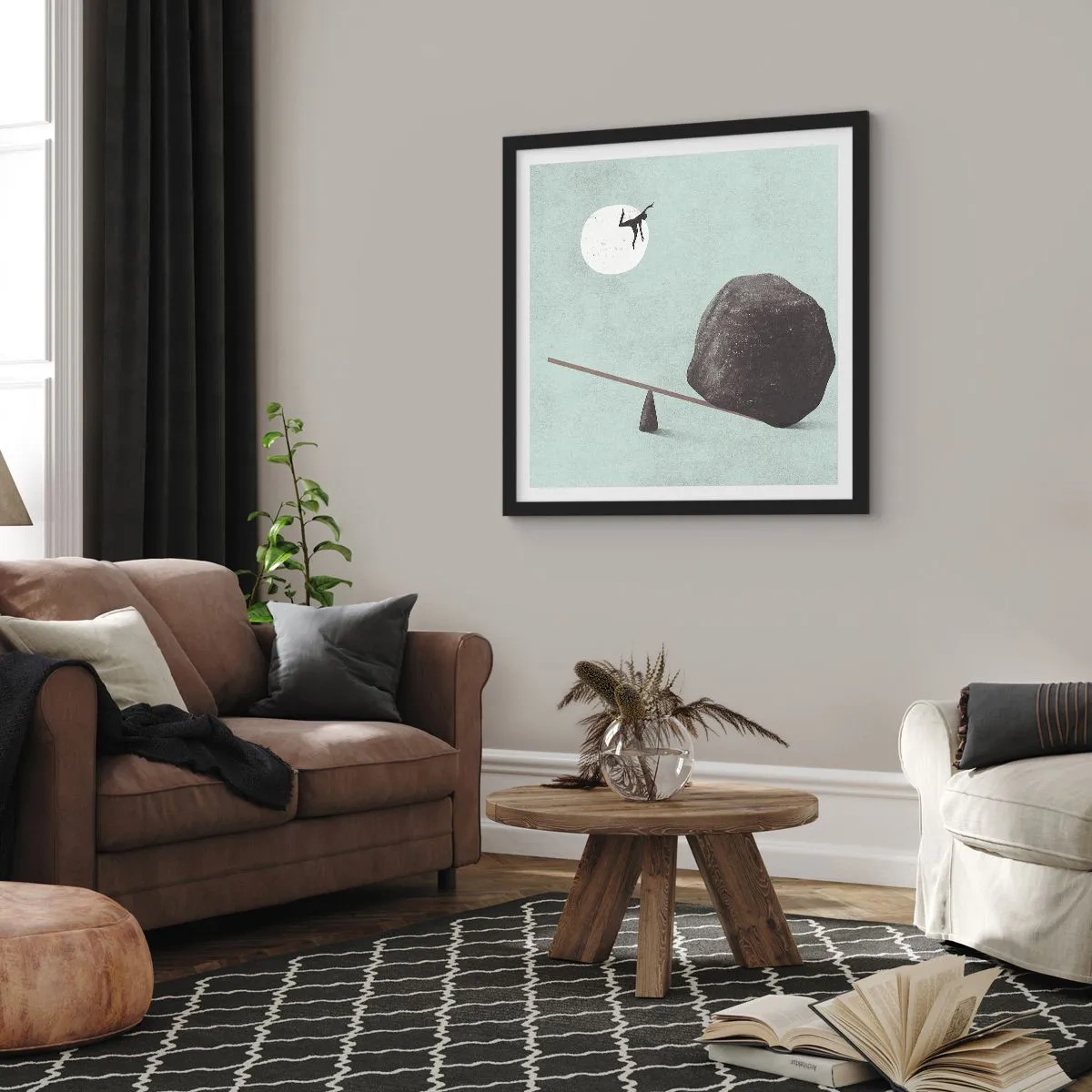 Affisch i svart ram - Uppfylld dröm - 40x40 cm