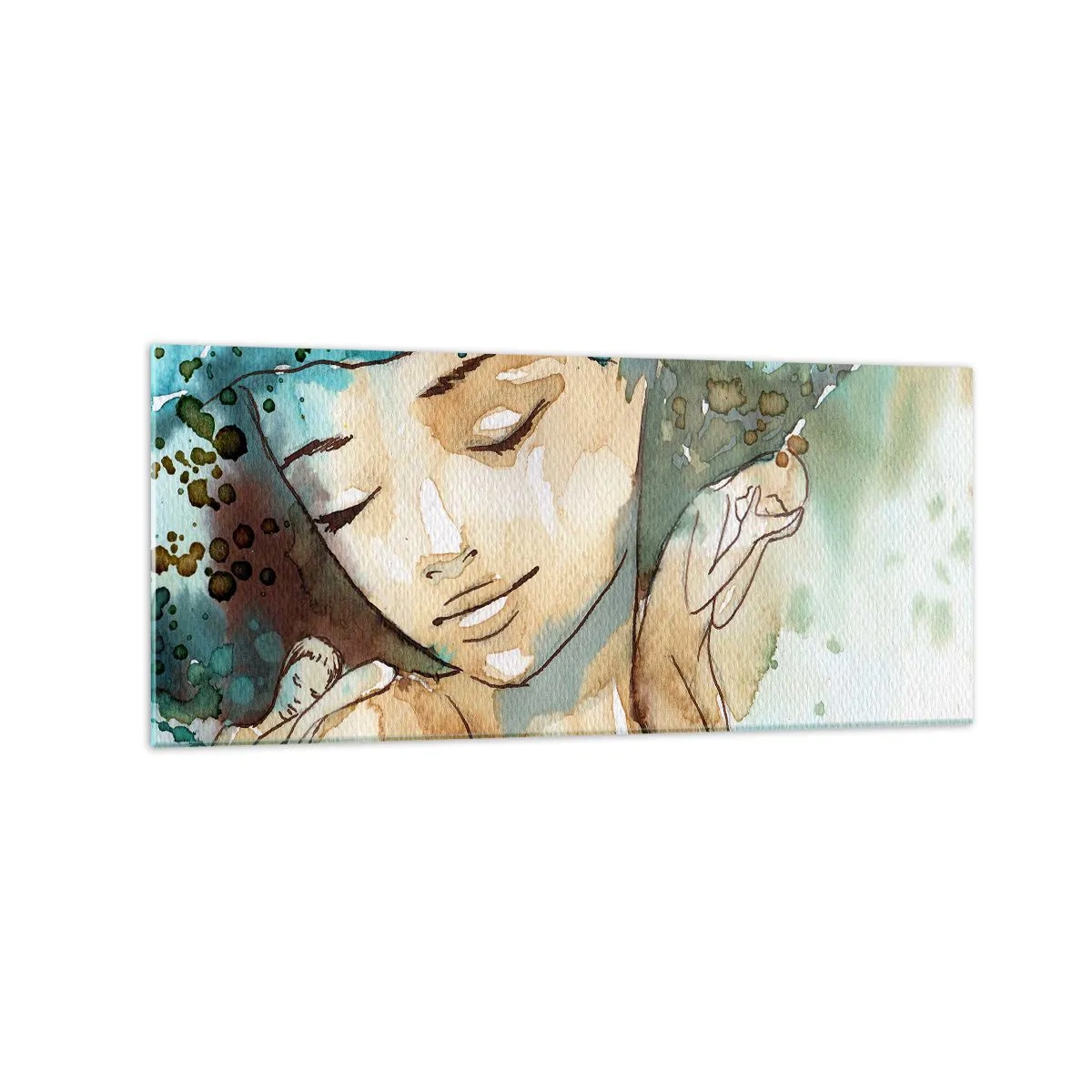 Glastavla - Bild på glas - Lady in blue - 120x50 cm