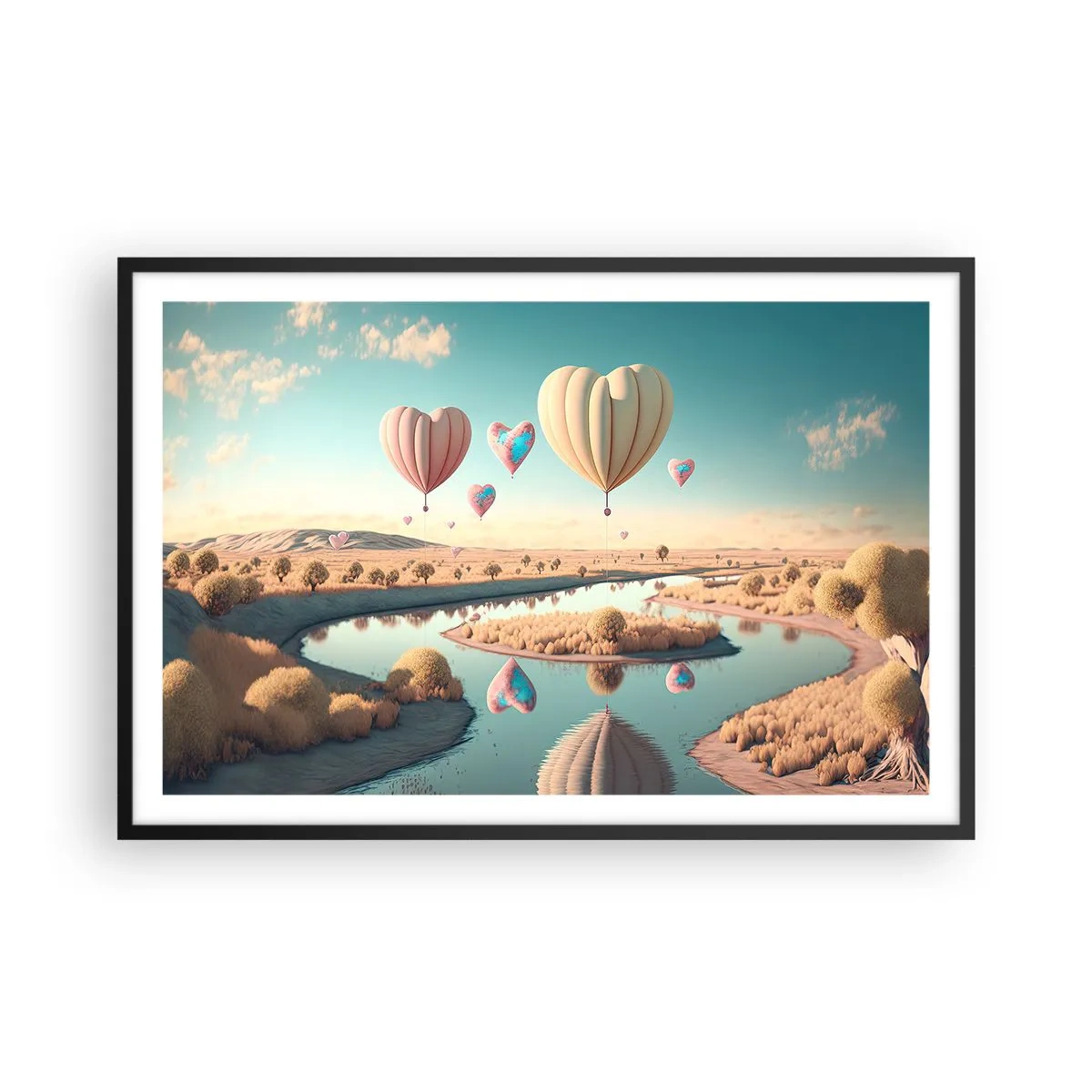 Affisch i svart ram - Kärleken låter dig sväva - 91x61 cm