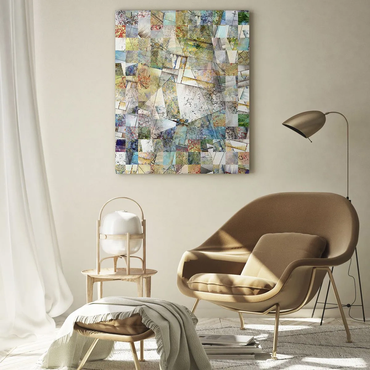 Glastavla - Bild på glas - Geometrisk omblandning - 50x70 cm