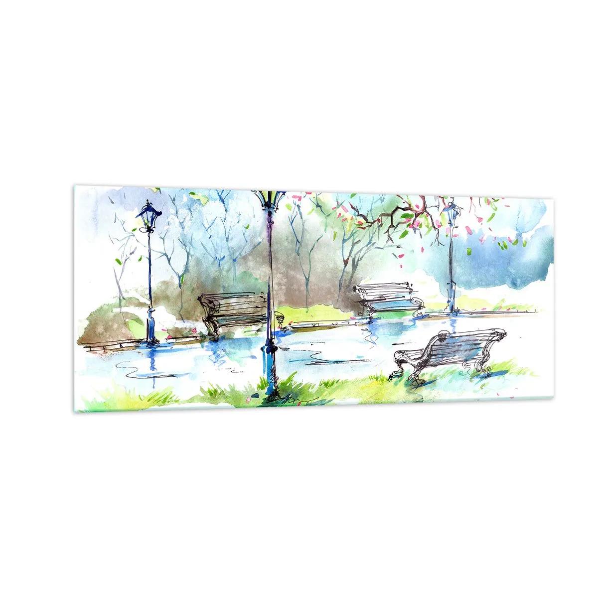 Glastavla - Bild på glas - Parktystnadens charm - 100x40 cm