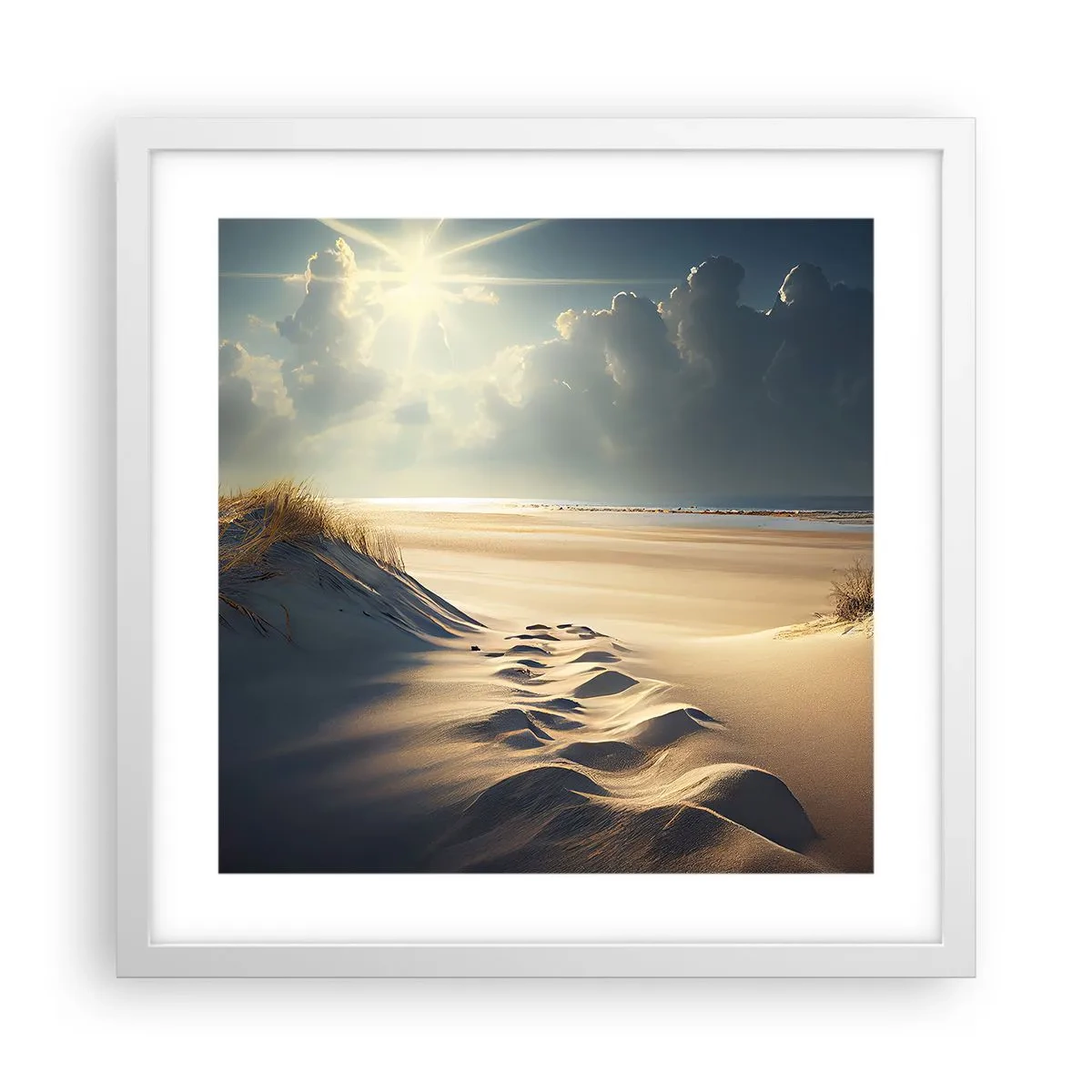 Affisch i vit ram - Lugnande landskap - 40x40 cm