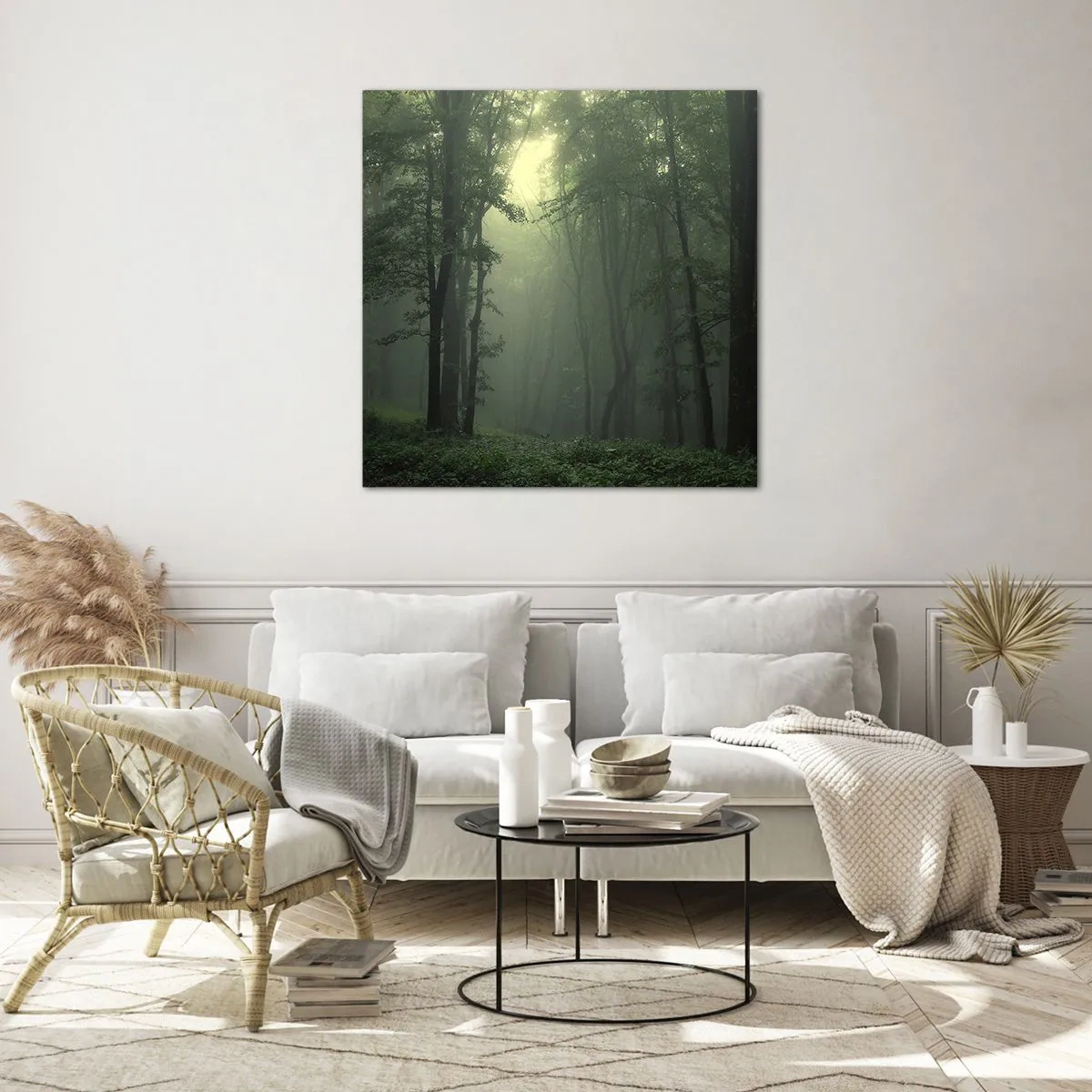 Glastavla - Bild på glas - Innan skogen vaknar - 30x30 cm