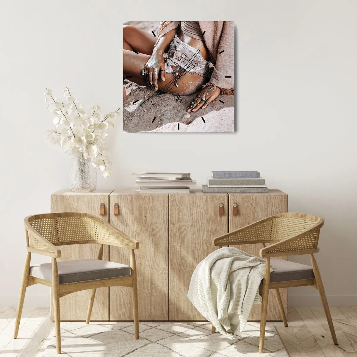 Väggklocka - Klocka på glas - Utkastad av vågorna? - 40x40 cm