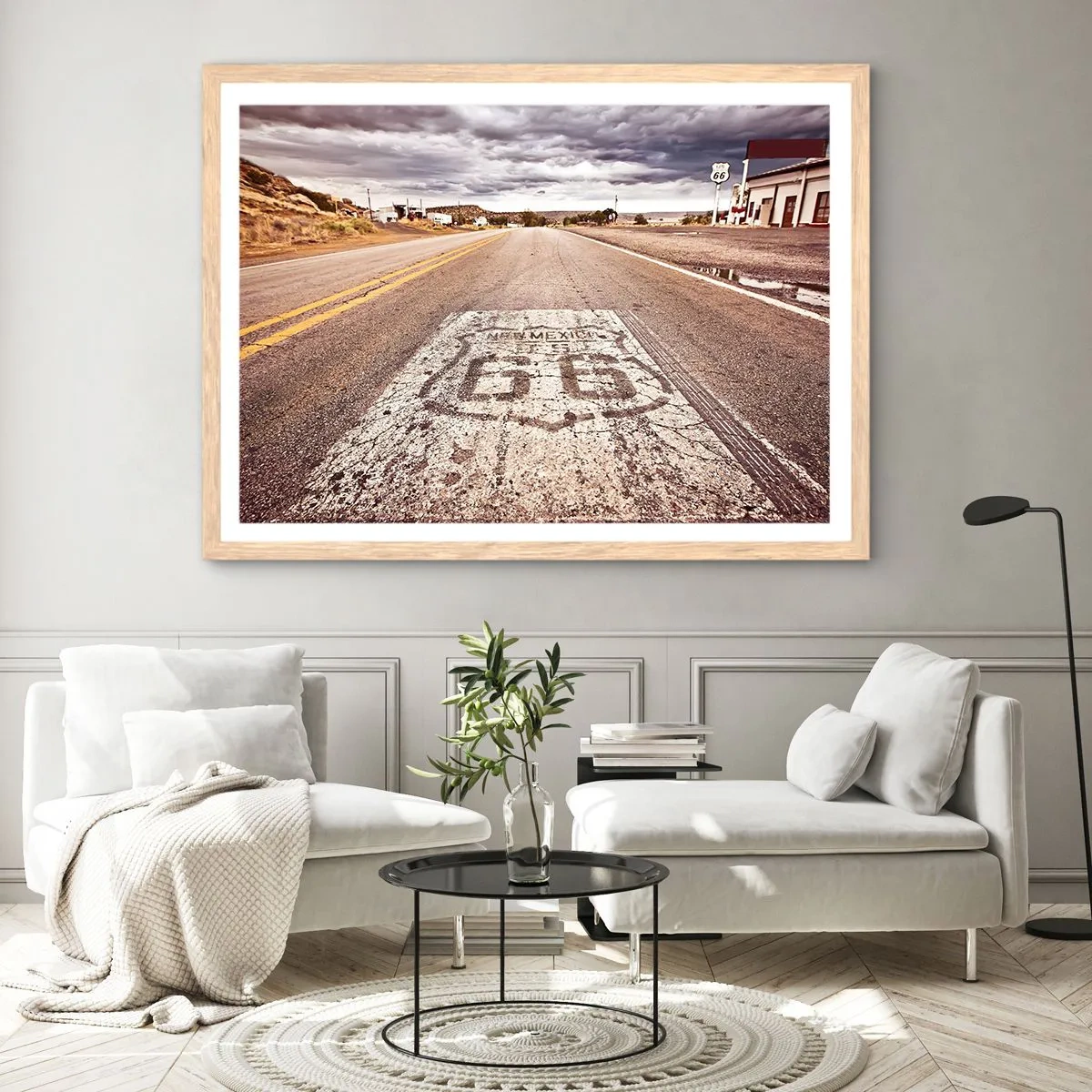 Affisch i ram av ljusek - Mother Road - amerikanska legenden - 100x70 cm