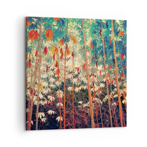 Canvastavla - Bild på duk - Lövbladens hemlighetsfulla liv - 60x60 cm