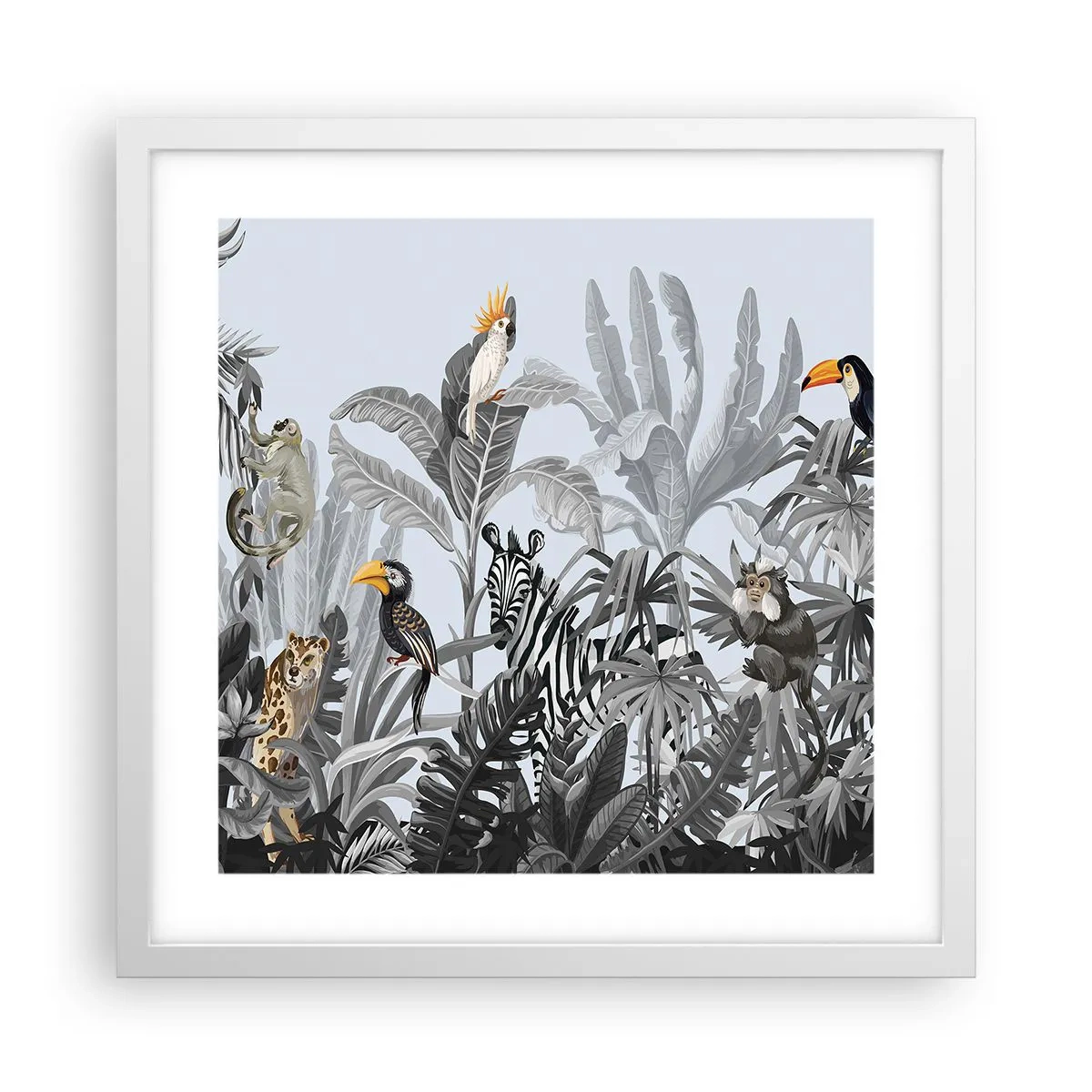 Affisch i vit ram - Afrikansk saga - 40x40 cm