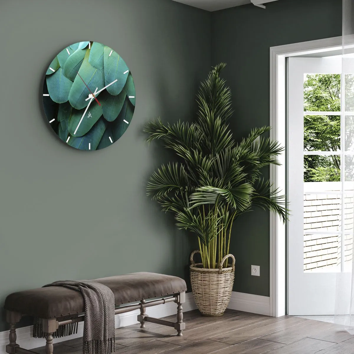 Väggklocka - Klocka på glas - Precision av papegojans natur - 40x40 cm