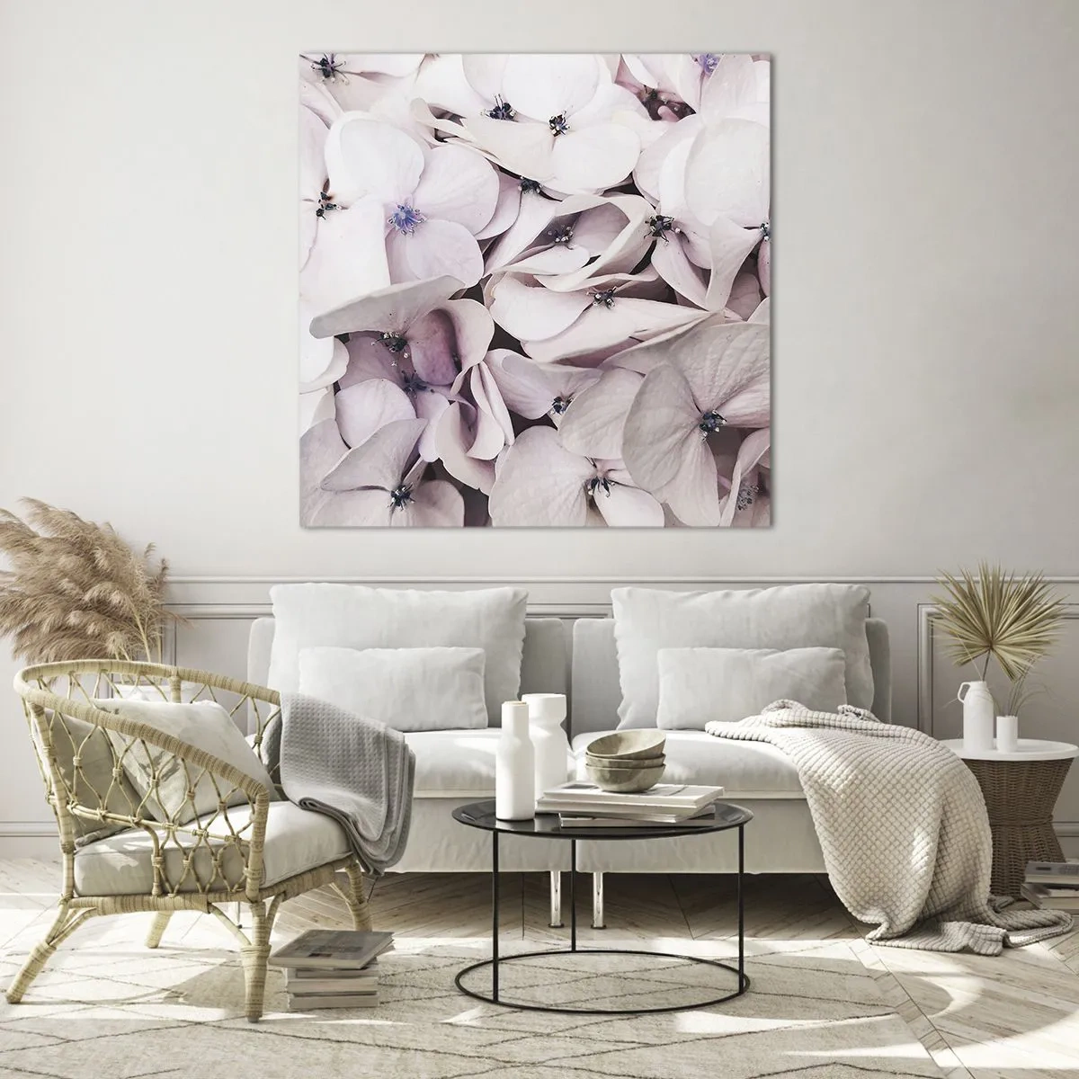Glastavla - Bild på glas - I en flod av blommor - 70x70 cm