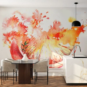 Självhäftande Fototapet Deluxe Sticker - Saftig uppfriskning - Abstraktion, Orange, Grafik - 250x175 cm