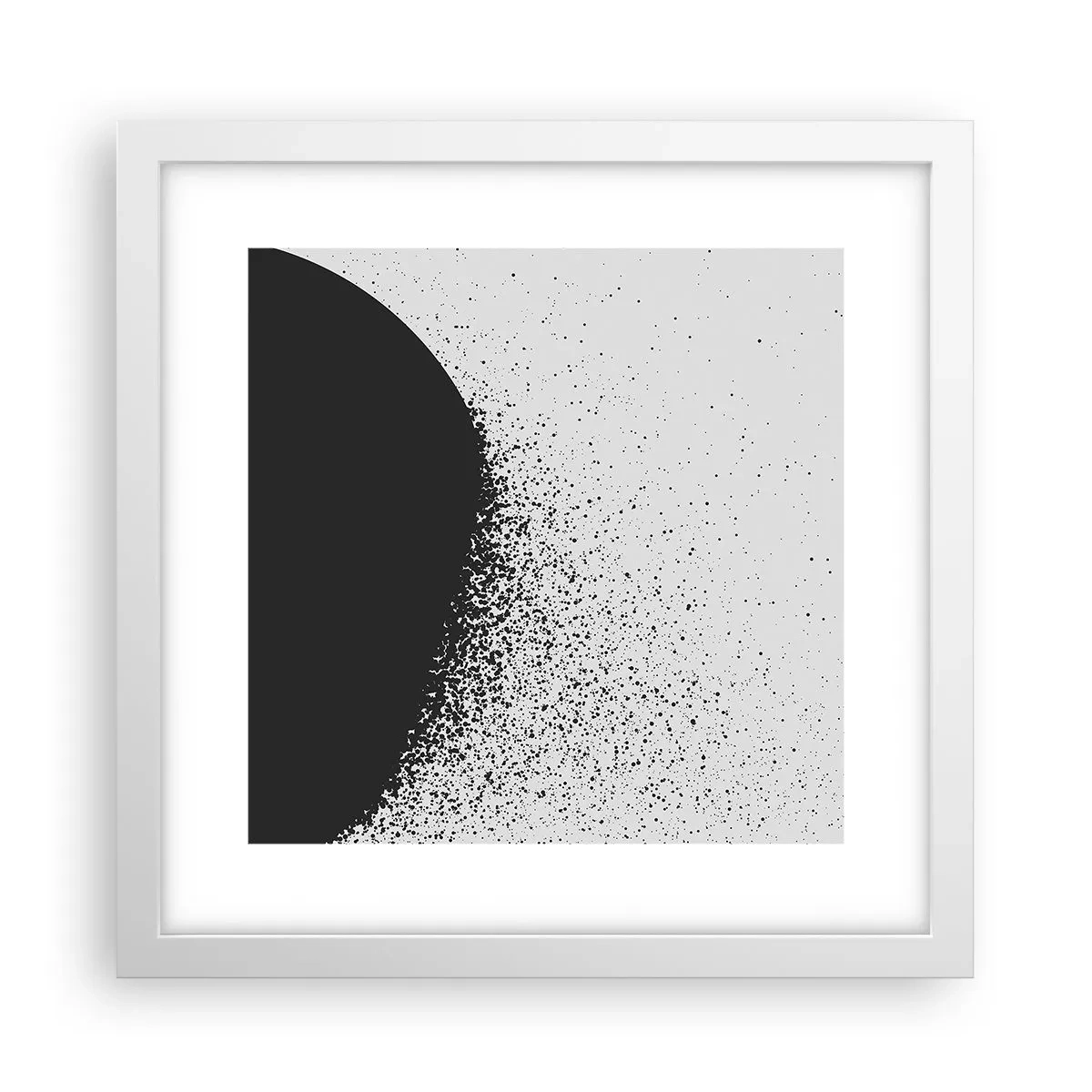 Affisch i vit ram - Partiklarnas rörelse - 30x30 cm