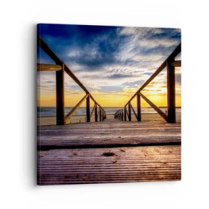 Canvastavla - Bild på duk - Till vilda stranden i skymningen - 30x30 cm