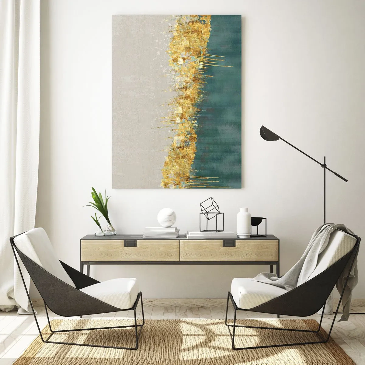 Glastavla - Bild på glas - Den gyllene gränsen - 50x70 cm