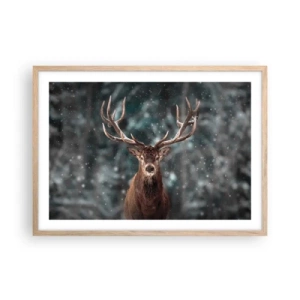 Affisch i ram av ljusek - Krönt skogens kung - 70x50 cm