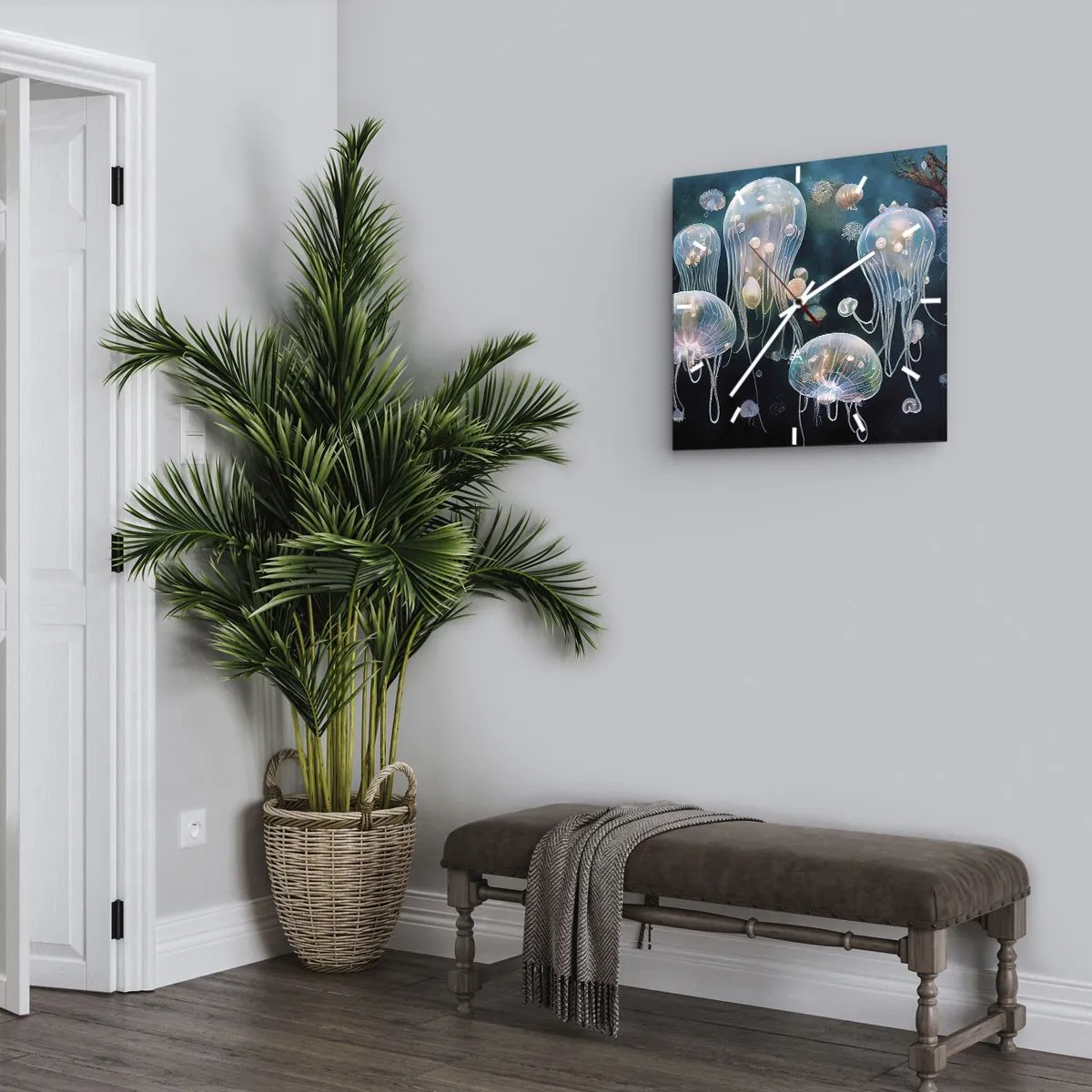 Väggklocka - Klocka på glas - Undervattenbal - 40x40 cm