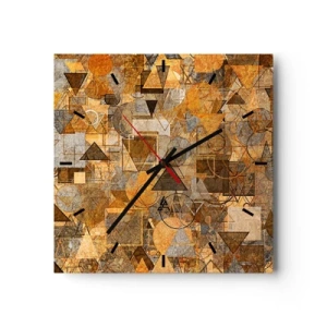 Väggklocka - Klocka på glas - Värld infattad i form - 30x30 cm