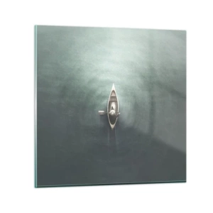 Glastavla - Bild på glas - Över en månbelyst sjö - 50x50 cm