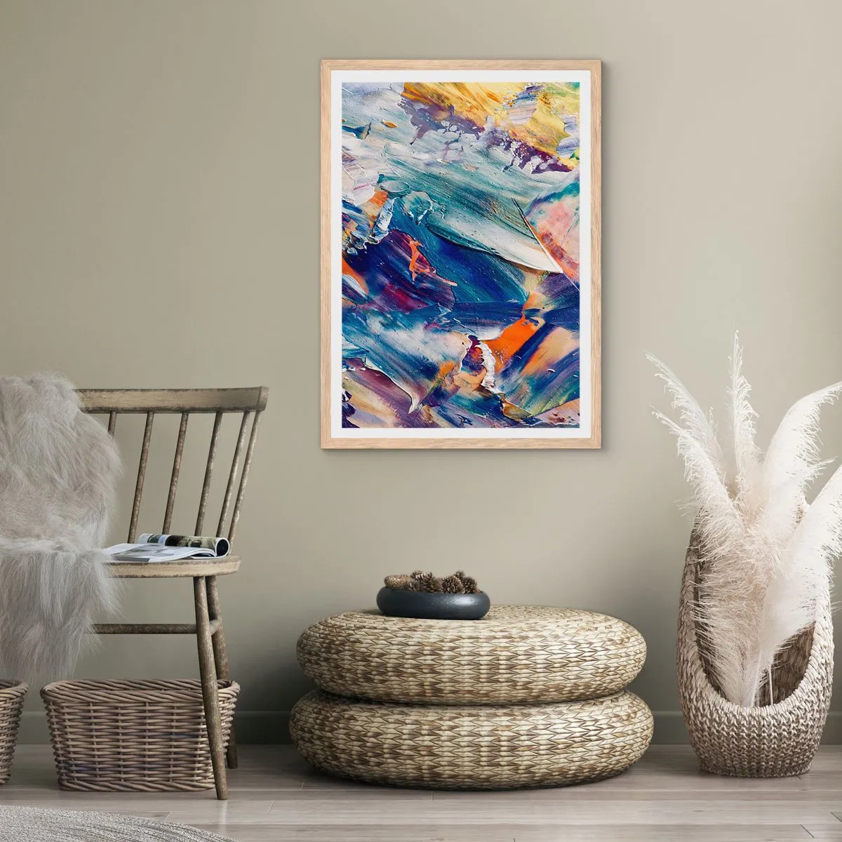 Affisch i ram av ljusek - Färgkaos - 50x70 cm