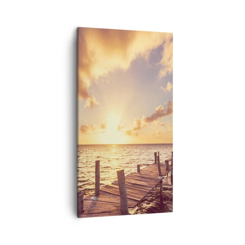 Canvastavla - Bild på duk - Gyllene mildhetslandskap - 45x80 cm