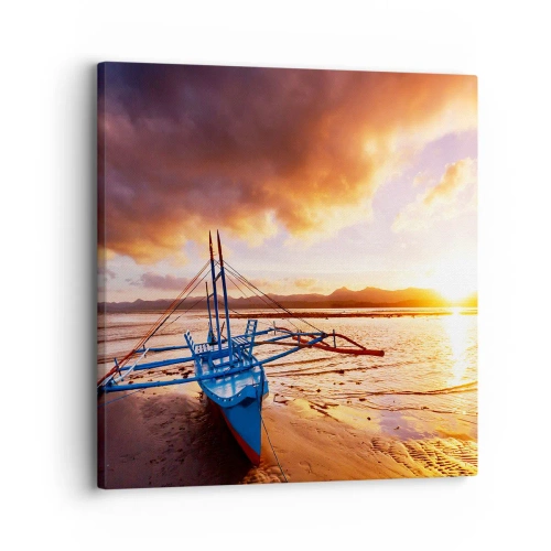 Canvastavla - Bild på duk - Lägga sig på sanden efter hela dan - 30x30 cm