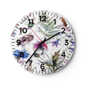 Väggklocka - Klocka på glas - Polska örter - 40x40 cm