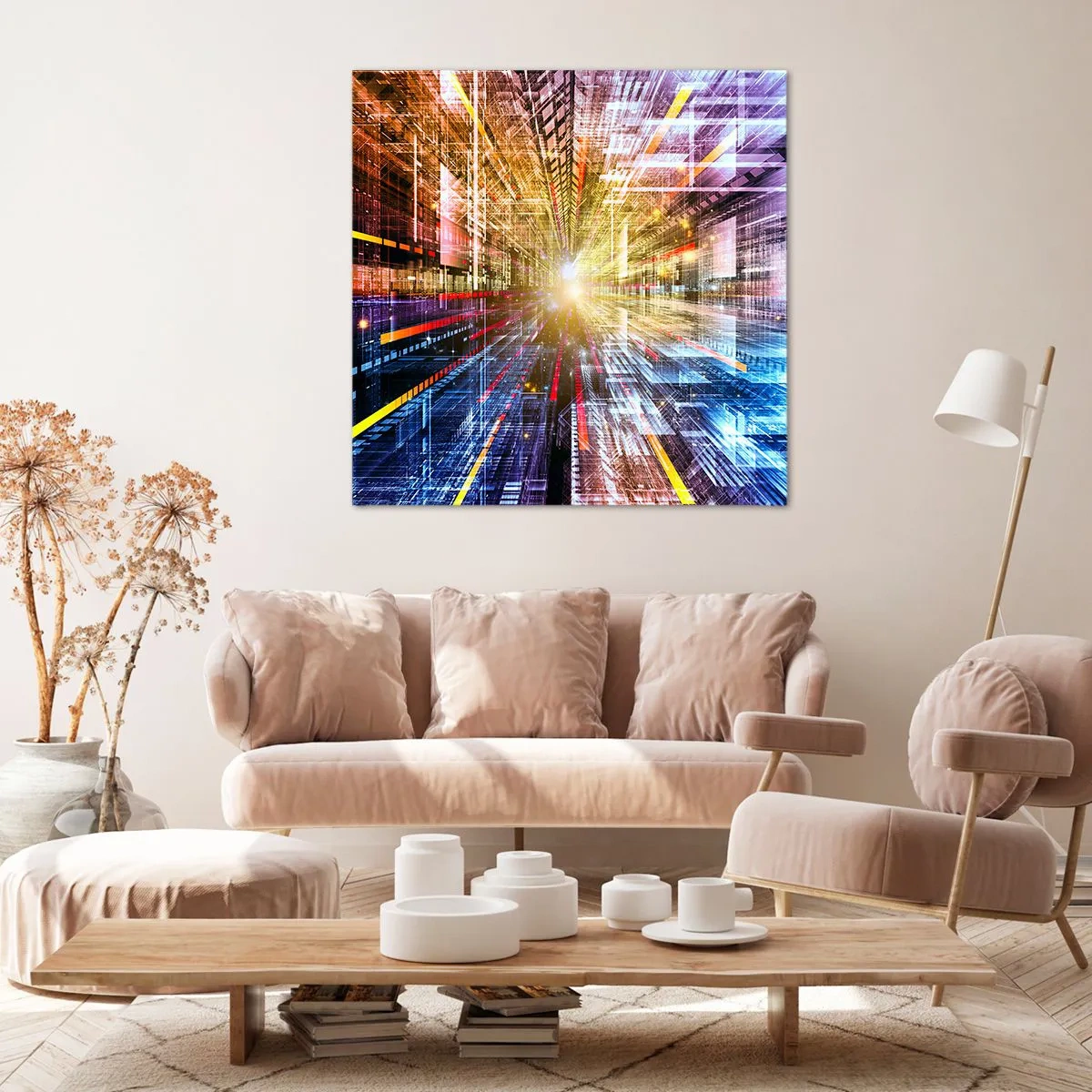 Canvastavla - Bild på duk - Ljuskorridor - 70x70 cm