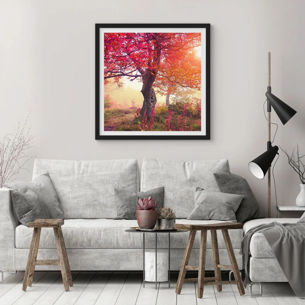 Affisch i svart ram - Våldsam blommande - 50x50 cm