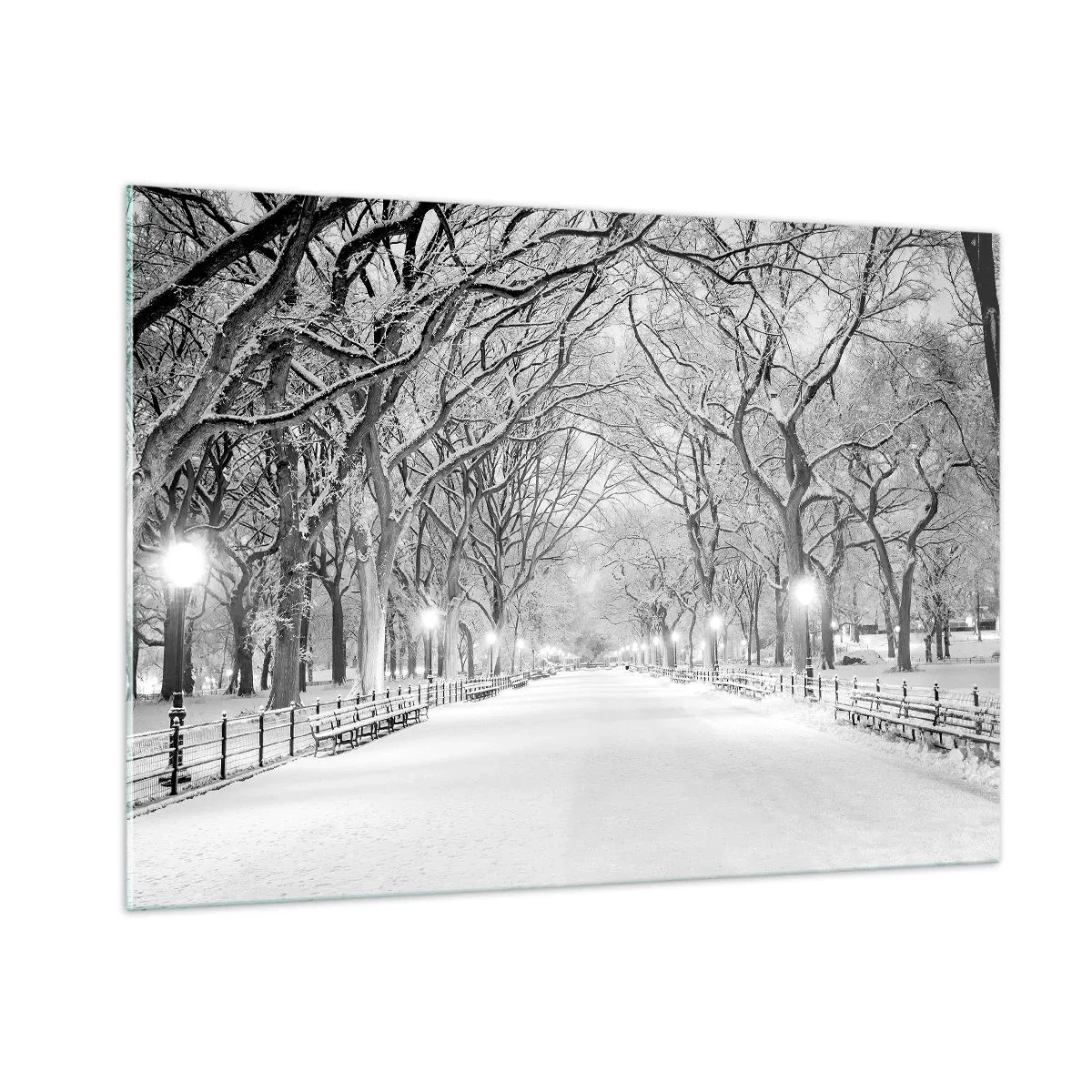Glastavla - Bild på glas - De fyra årstiderna - vinter - 100x70 cm
