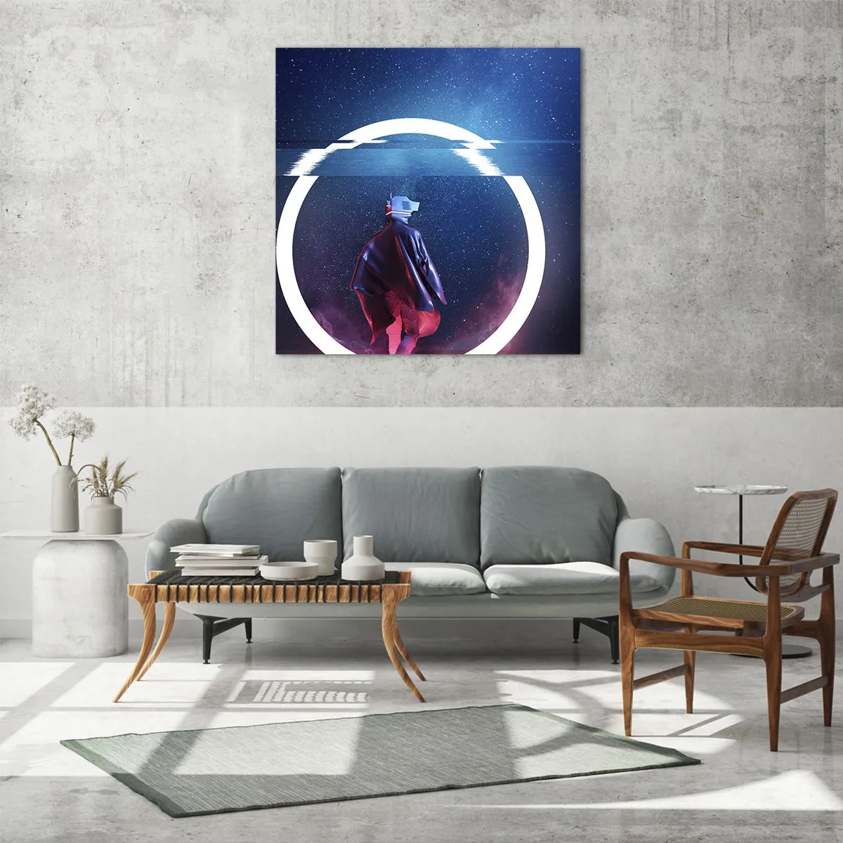 Glastavla - Bild på glas - Mellan världar - 50x50 cm