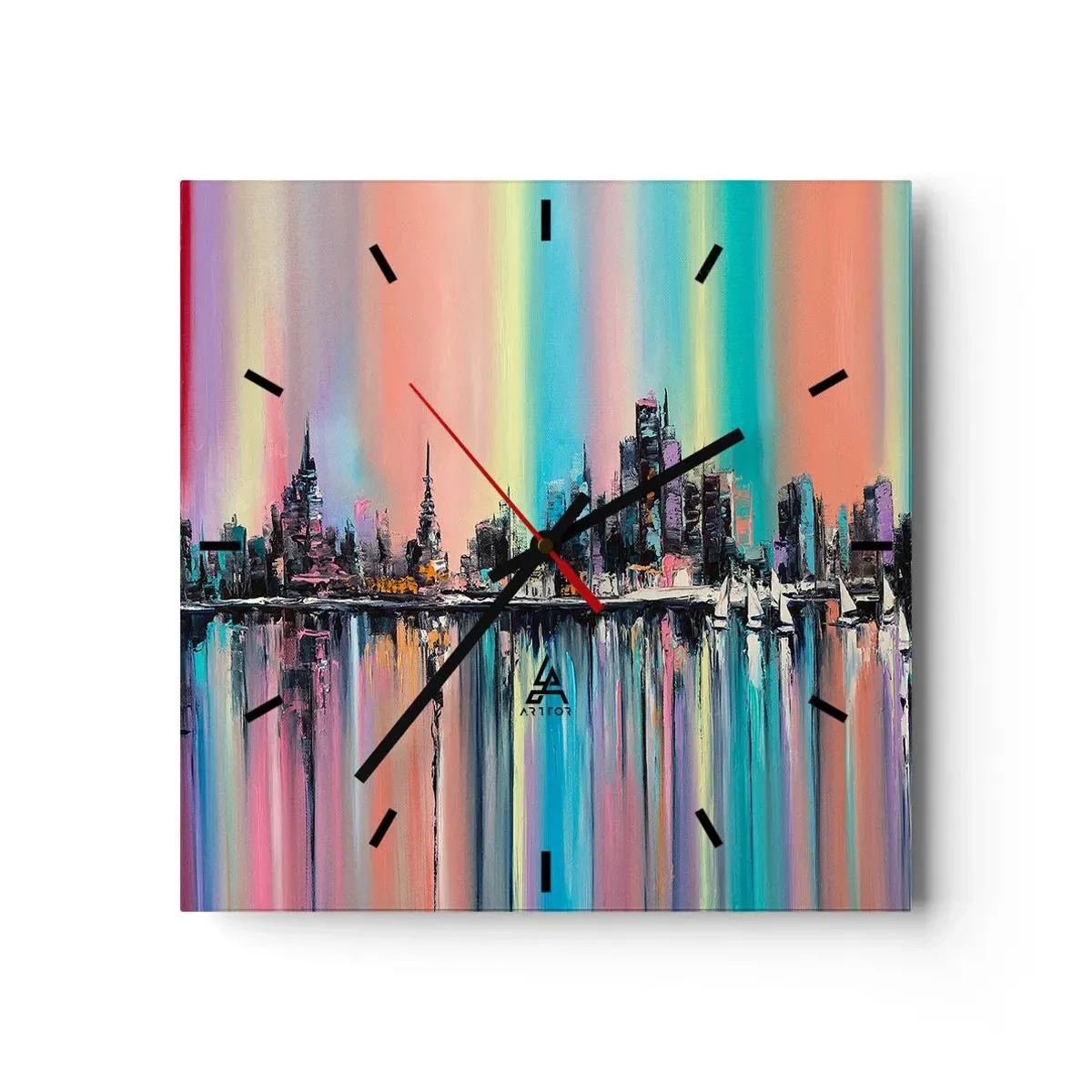 Väggklocka - Klocka på glas - Nattens ljus - 30x30 cm