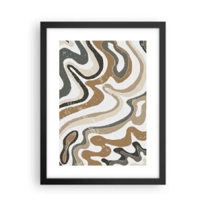 Affisch i svart ram - Meandrar av jordnära färger - 30x40 cm