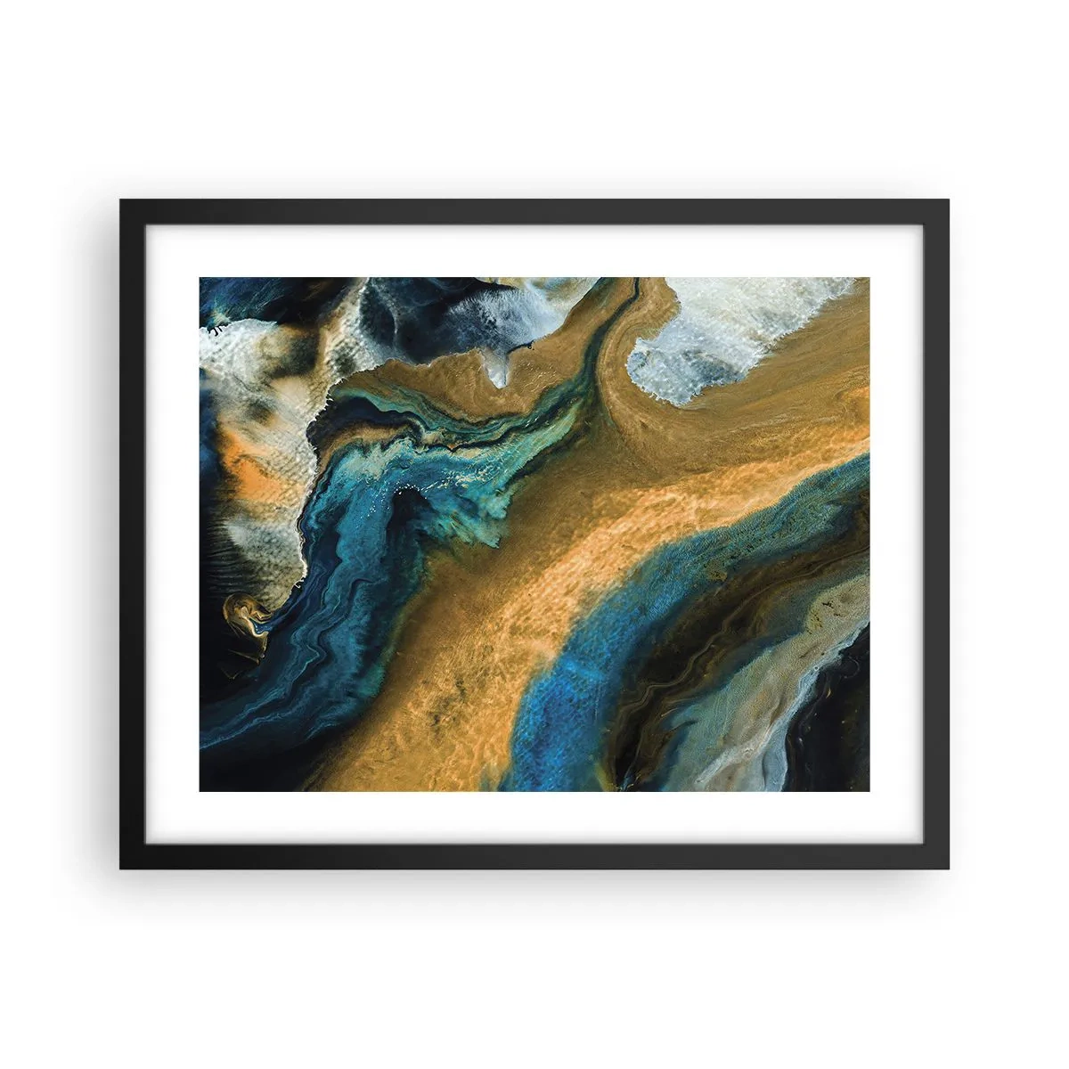 Affisch i svart ram - Blå – gul – ömsesidiga influenser - 50x40 cm