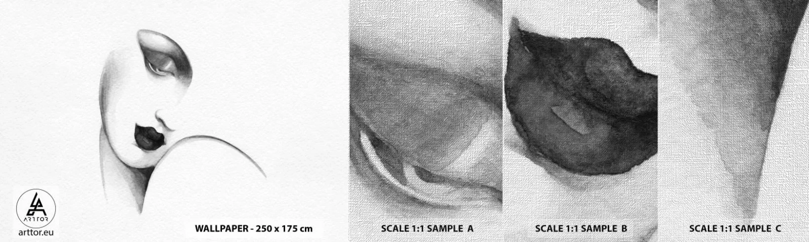 Provbit av fototapet Premium Canvas - I Łempickas stil - Porträtt av en kvinna, Kvinnans ansikte, Bit - 100x30 cm