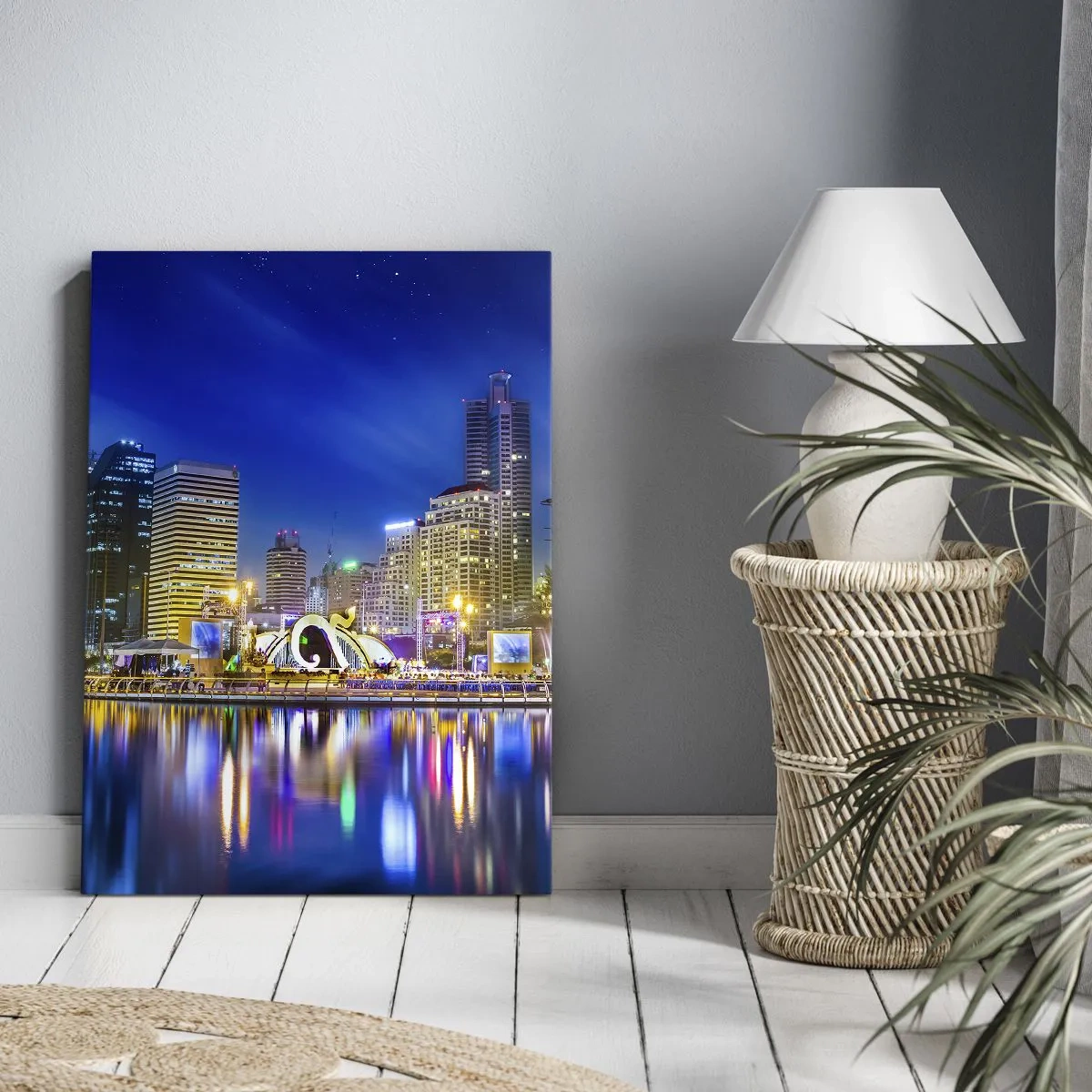 Canvastavla - Bild på duk - Metropolens regnbågsnatt - 50x70 cm