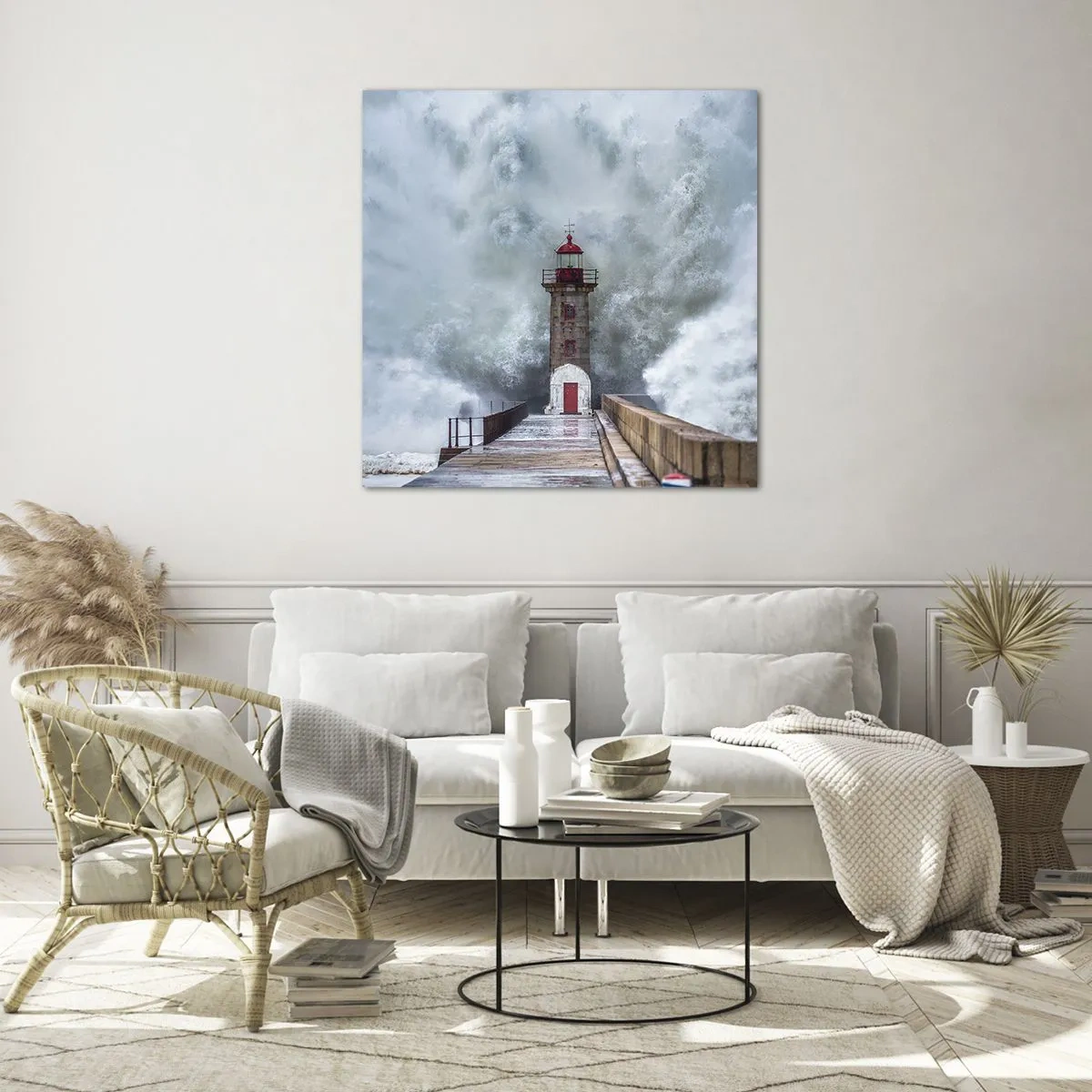 Glastavla - Bild på glas - Vattnets vrål, vindens skrik  - 60x60 cm