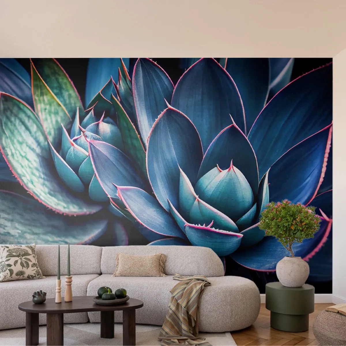 Fototapet Premium Canvas - Vital kraft - Blommor, Botanik, Suckulenter - 350x256 cm