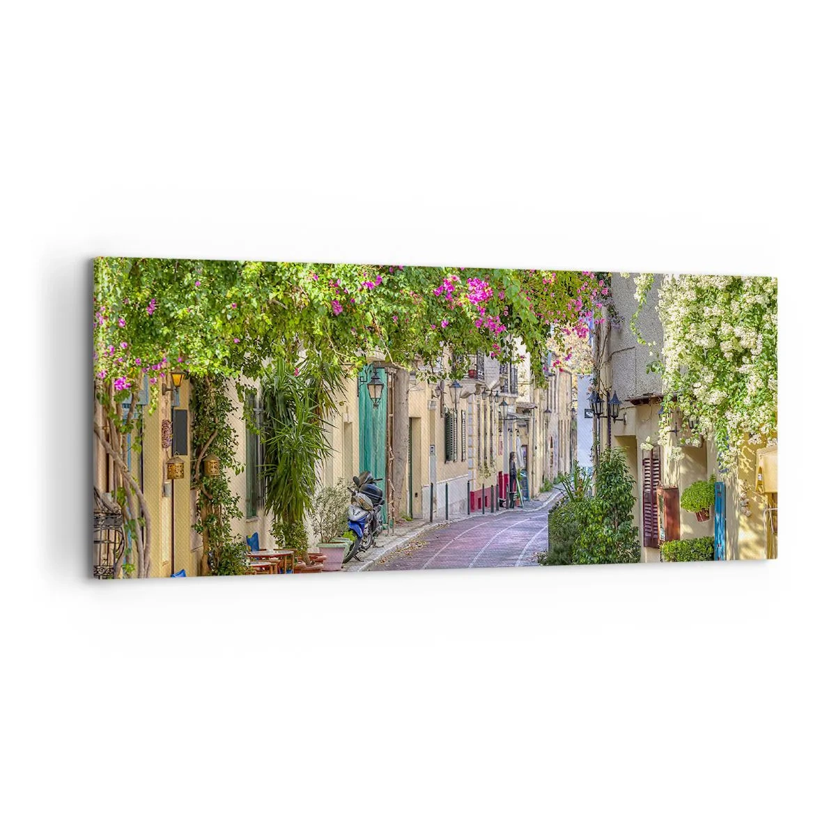 Canvastavla - Bild på duk - Blommande gata - 100x40 cm