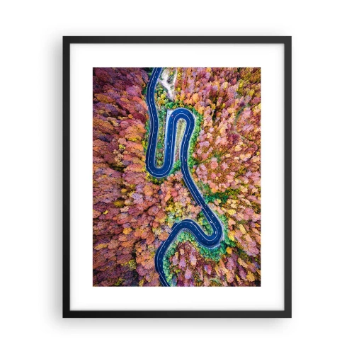 Affisch i svart ram - Slingrande väg genom skogen - 40x50 cm