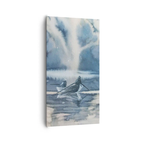 Canvastavla - Bild på duk - Sportfiskare i sitt paradis - 65x120 cm
