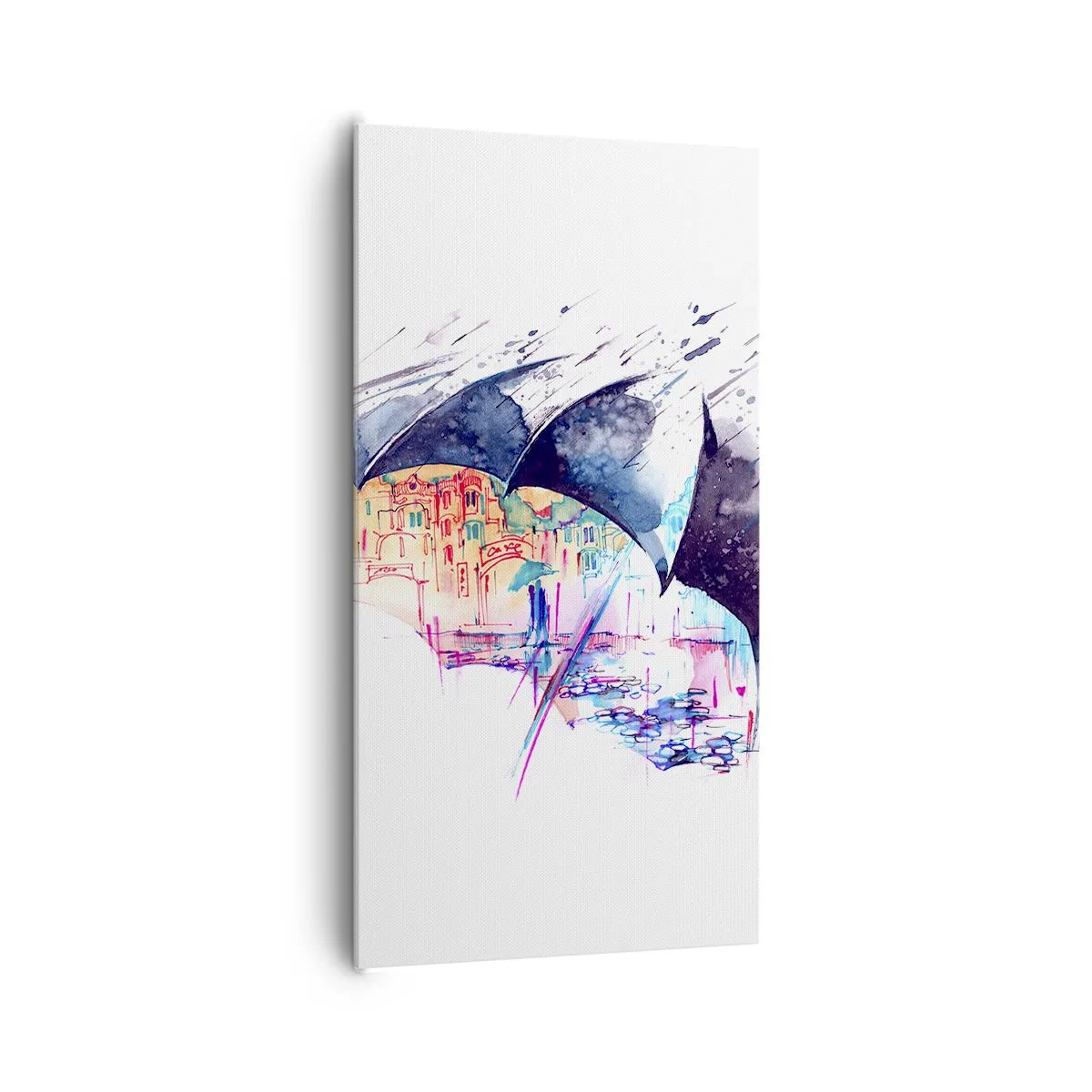 Canvastavla - Bild på duk - Promenad i regnet - 65x120 cm